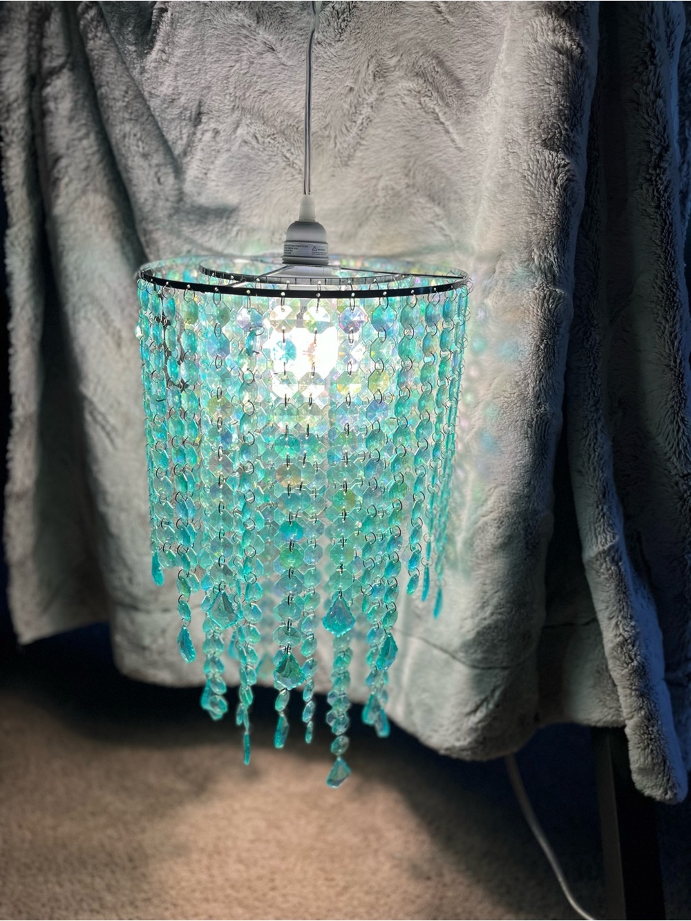 Source Unknown Turquoise 2 Tier Beaded Crystal Chandelier Hanging Light - Picture 7 of 11